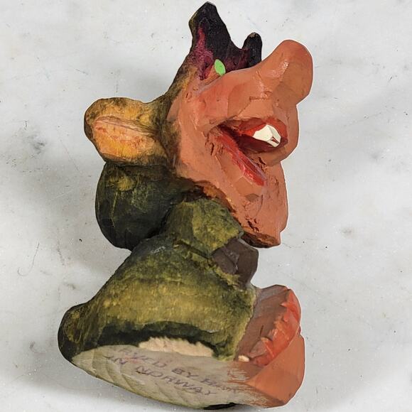Vtg Henning Norway Hand Carved Troll Figurine Wood Folk Art Scandinavian 3.5” - Picture 13 of 14